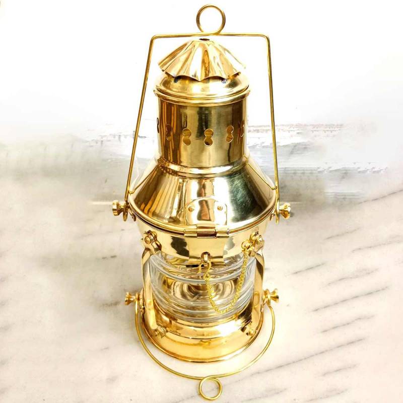 Antique Handicraft Vintage Brass Hanging Ship Oil Lantern Round Antique Brass Ship Lighting With Polished Finish in Bulandshahr