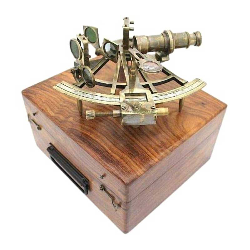 Box Sextant Antique Brass And Wood Instruments Polished Durable Precision in Bhavnagar